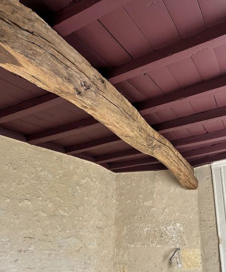 Rénovation ancien plafond bois et mise en peinture (Gensac)